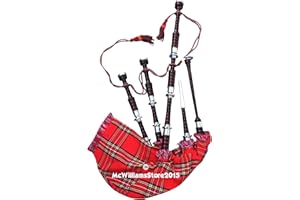 McWilliams PROFESSIONAL SCOTTISH HIGHLAND BAGPIPE NATURAL FNS MOUNTS RS TARTAN AND HARD CASE