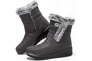HARENCE Womens Winter Snow Boots: Warm Fur Lined Zipper Ankle Booties Comfortable Outdoor Waterproof Slip on Boots for Women