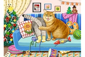 FANBUSA Adult Puzzle 500 Pieces- Protective BF Cat Say NO, Funny Cat Puzzle for Adults, Jigsaw Puzzle Family Games, White Elephant Gag Gift, Fun Puzzle for Decor