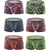 iKingsky Men's Big Pouch Boxer Briefs Sexy Printed Shorts Stretch Low Rise Bulge Trunk Under Panties for Men