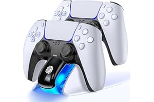 FANXIEAST PS5-Charging-Station Compatible with PS5 Controller/Edge Controller, Fast Charging Station with Light Switch, PS5-Dual-Controller-Charging-Dock, Replacement for PS5-Controller-Charger-Station