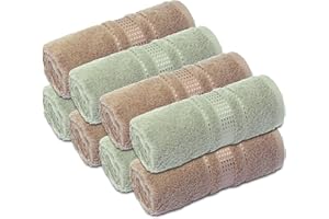 Melissa Linen, Fingertip Towels 8 Pack, 100% Turkish Cotton, Small Hand Towels for Body and Face, 12 x 18 in, Soft and Absorbent, Quick Dry, (Mint-Beige Fingertip Hand Towels)