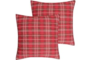Levtex Home - Yuletide - Euro Sham Set of Two - (26x26in.), No Insert -Quilted Plaid - Red, Green, Cream - Cotton