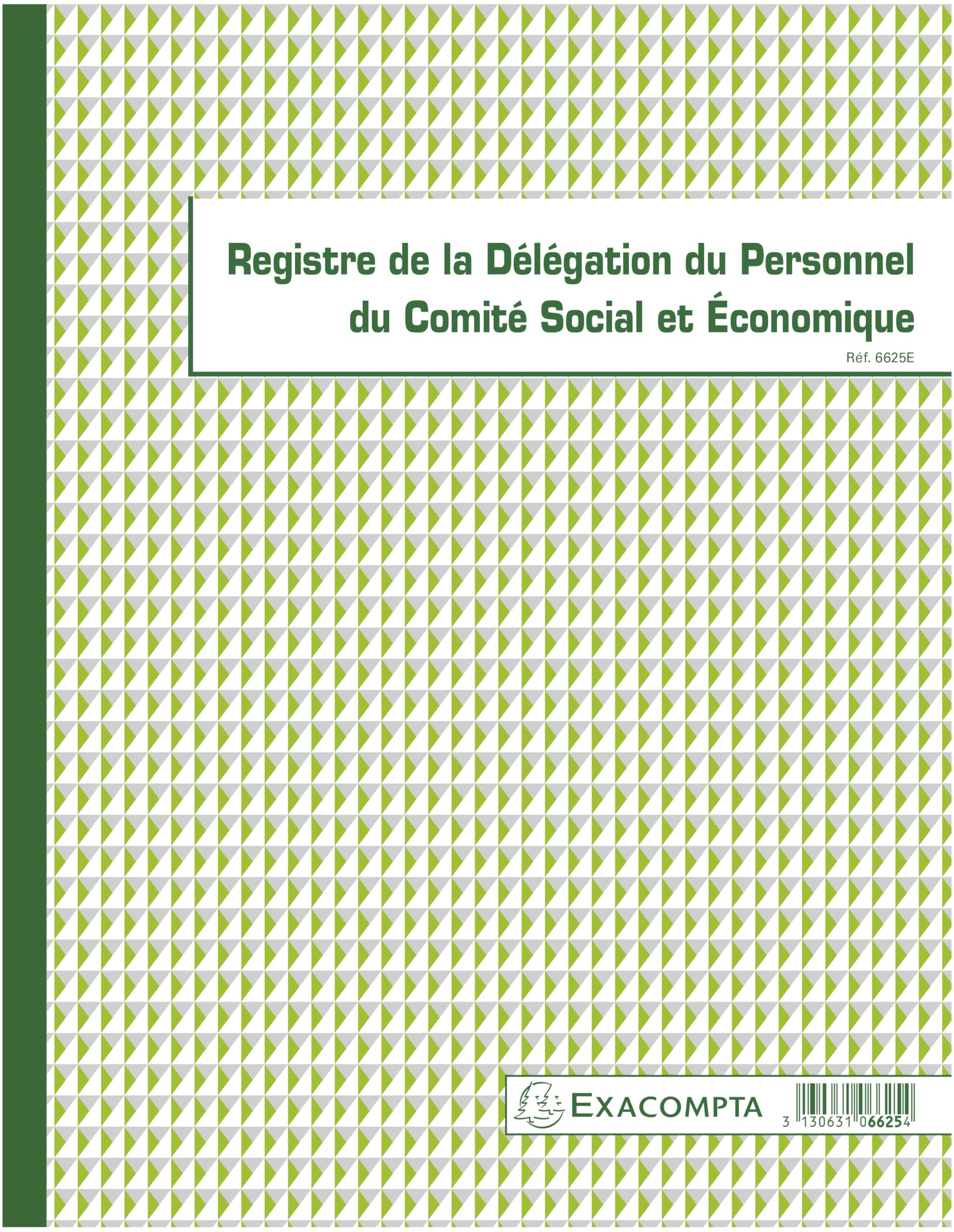 Exacompta - Ref. 6625E - 1 STITCH 32X24CM - CSE PERSONNEL DELEGATION REGISTER - 30 PAGES -