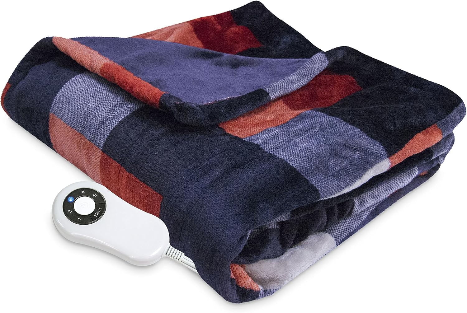 Serta Heated Electric Silky Plush Printed throw with 5 setting controller Buffalo Check/Red Model 0917: Home & Kitchen