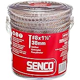 SENCO Duraspin #8x1-1/2 Collated Wood to Wood Screw(08F150Y) 1000 ct. | For Jobs Subfloor, underlayment, interior framing and construction using collated screw guns #2 Square, Zinc finish,flat head