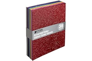 Better Office Products 36 Pack Glitter Foam Sheets, 9 x 12 Inch, Assorted 12 Colors, for Arts and Crafts, 36 Sheets