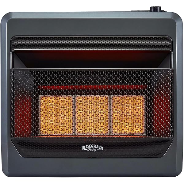 Amazon.com: Bluegrass Living B28TPIR-BB Propane Vent Free Infrared Gas  Space Heater With Thermostat Control, Blower, and Base Feet, 30,000 BTU,  Heats Up to 1,450 Square Ft, Black : Tools u0026 Home Improvement