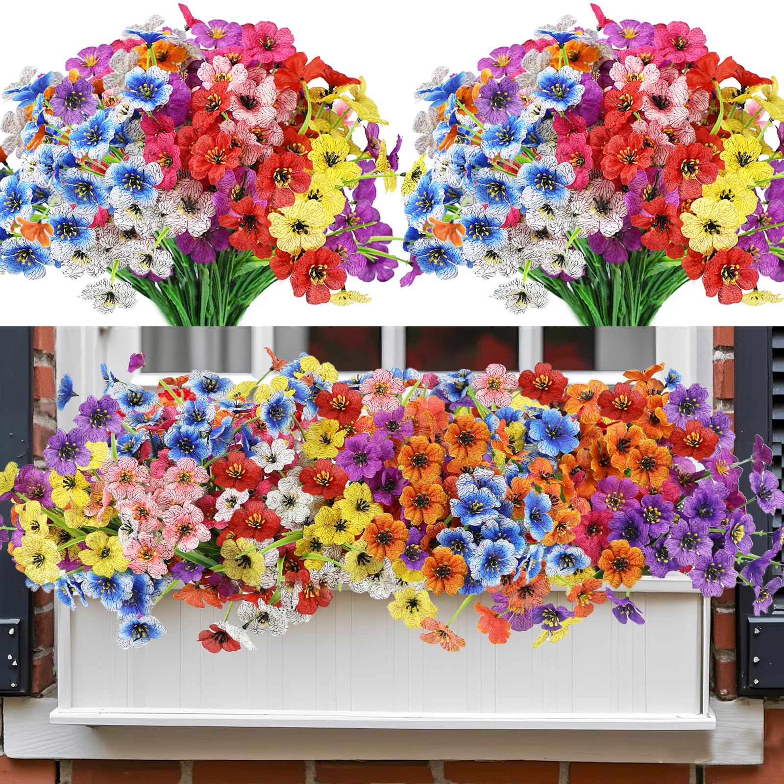 Photo 1 of Nepfaivy Artificial Flowers for Outdoors Realistic - 27 Bundles Uv-Resistant Fake Flowers for Outdoor Planters, Fade-Proof Silk Faux Flowers Plants for Outside Garden Porch Window Box Decoration