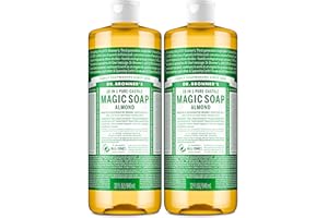 Dr. Bronner's Pure-Castile Magic Liquid Soap (Almond, 32 Ounce, 2-Pack)- Made with Regenerative Organic Certified Oils, 18-in1 Uses: Face, Hair, Hand & Body Soap, Laundry, Pets- Concentrated, Vegan