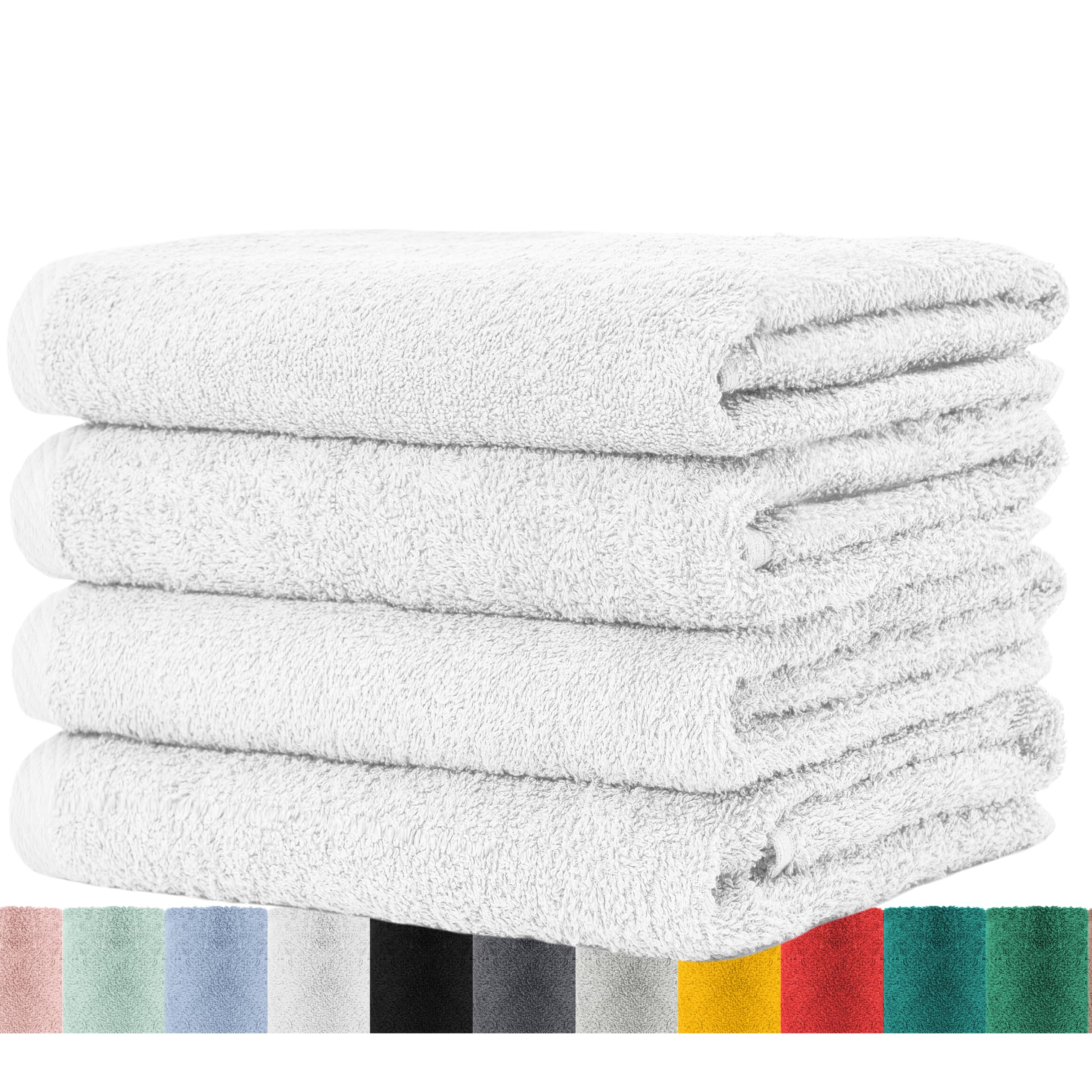 BaSaTex - Hand Towel Set of 4 50 x 100 cm - Terry Towel with Hanging Loop Made of Soft Absorbent Cotton - Bathroom Towels Oeko-Tex Made in Green Certified - White