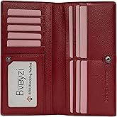 Bveyzi Ultra Slim Thin Leather RFID Blocking Credit Card Holder Bifold Clutch Wallets for Women