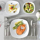 MALACASA Elisa 12-Piece Dinnerware Set for 4, Gray White Porcelain view 5