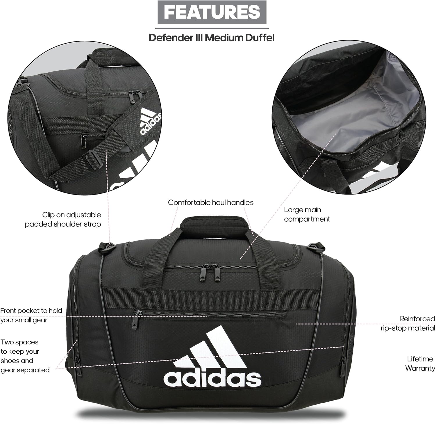adidas Defender III Small Duffel Bag: Clothing
