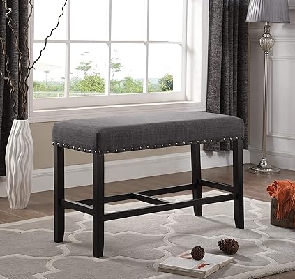 Roundhill Furniture Biony Fabric Counter Height Dining Bench