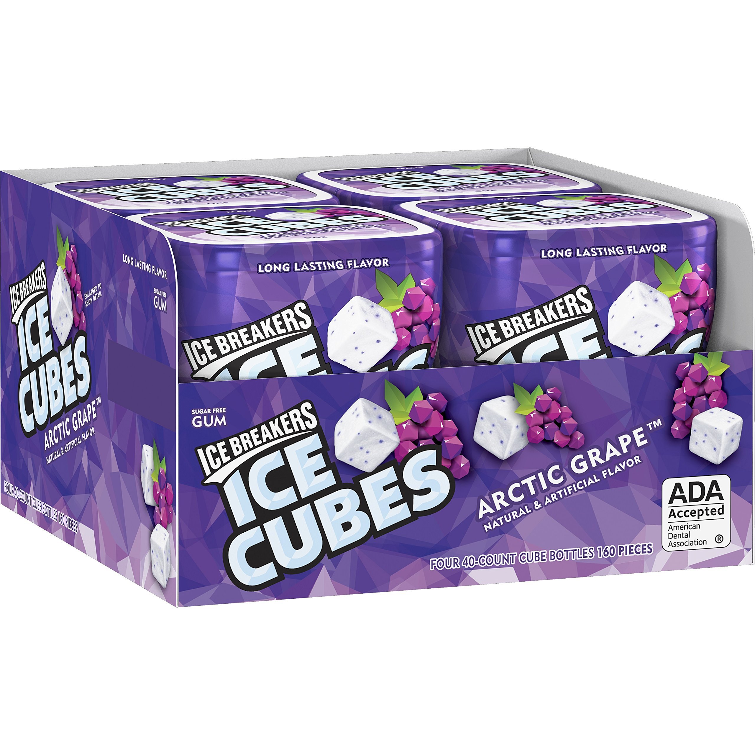 Ice Breakers Ice Cubes Sugar Free Gum with Xylitol, Arctic Grape, 40