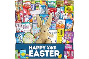 CRAVEBOX Easter Care Package (50ct) - Candy Snacks Treats Plush Bunny Chocolate Cookies Gift Box Bundle Basket Fillers Stuffers Present Kids Adults Boys Girls College Student Child Grandchildren Toddlers