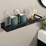 SAYAYO 50 cm Black Tempered Glass Wall Shelf with SUS304 Rail Bath Storage view 7