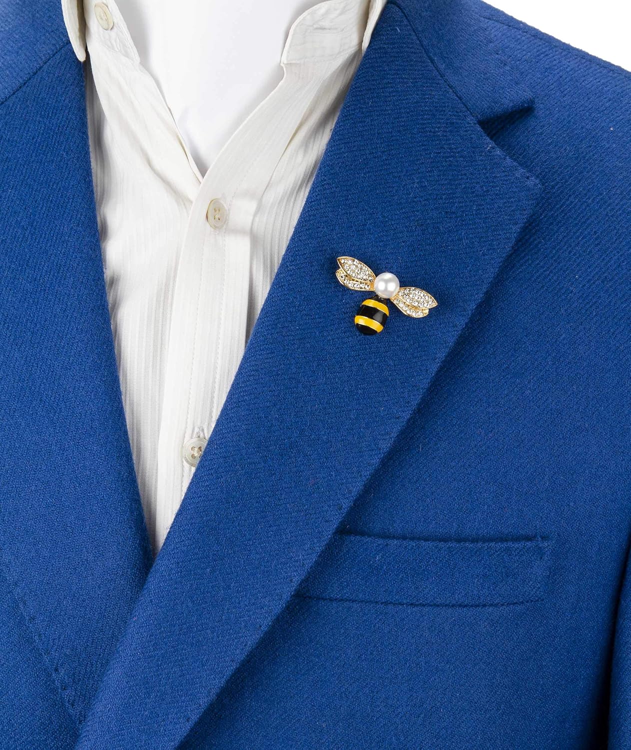 Brooch Lapel Pin for Men Black Gold and Yellow bee with Stone and Pearl Top Badge Coat Suit Wedding Gift Party Shirt Collar Accessories - Image 3