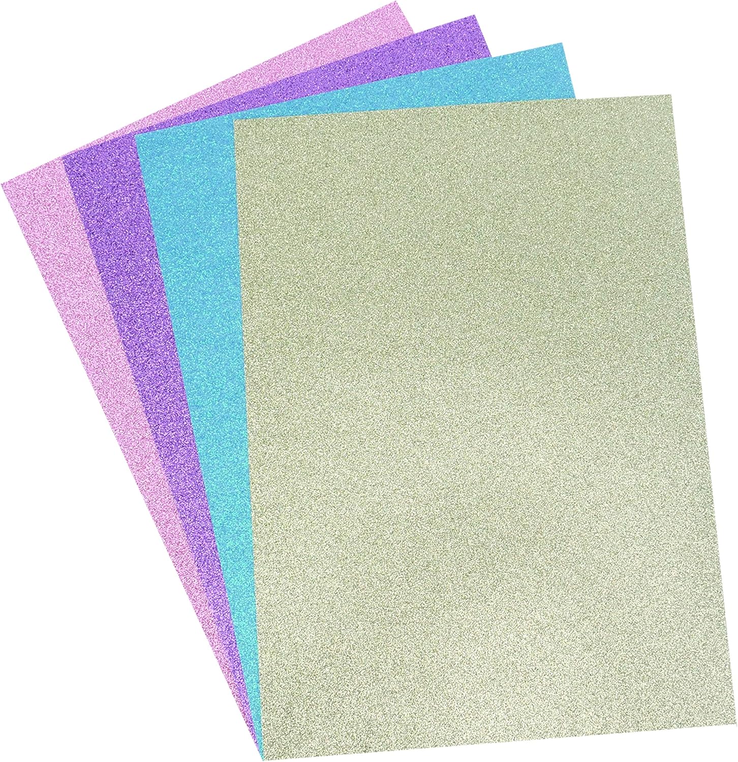 Dovecraft Glitter A4 Pad-Pastels, 24 Sheets, Non-shed, 300GSM, 4 Colours, Pink, Purple - Image 4