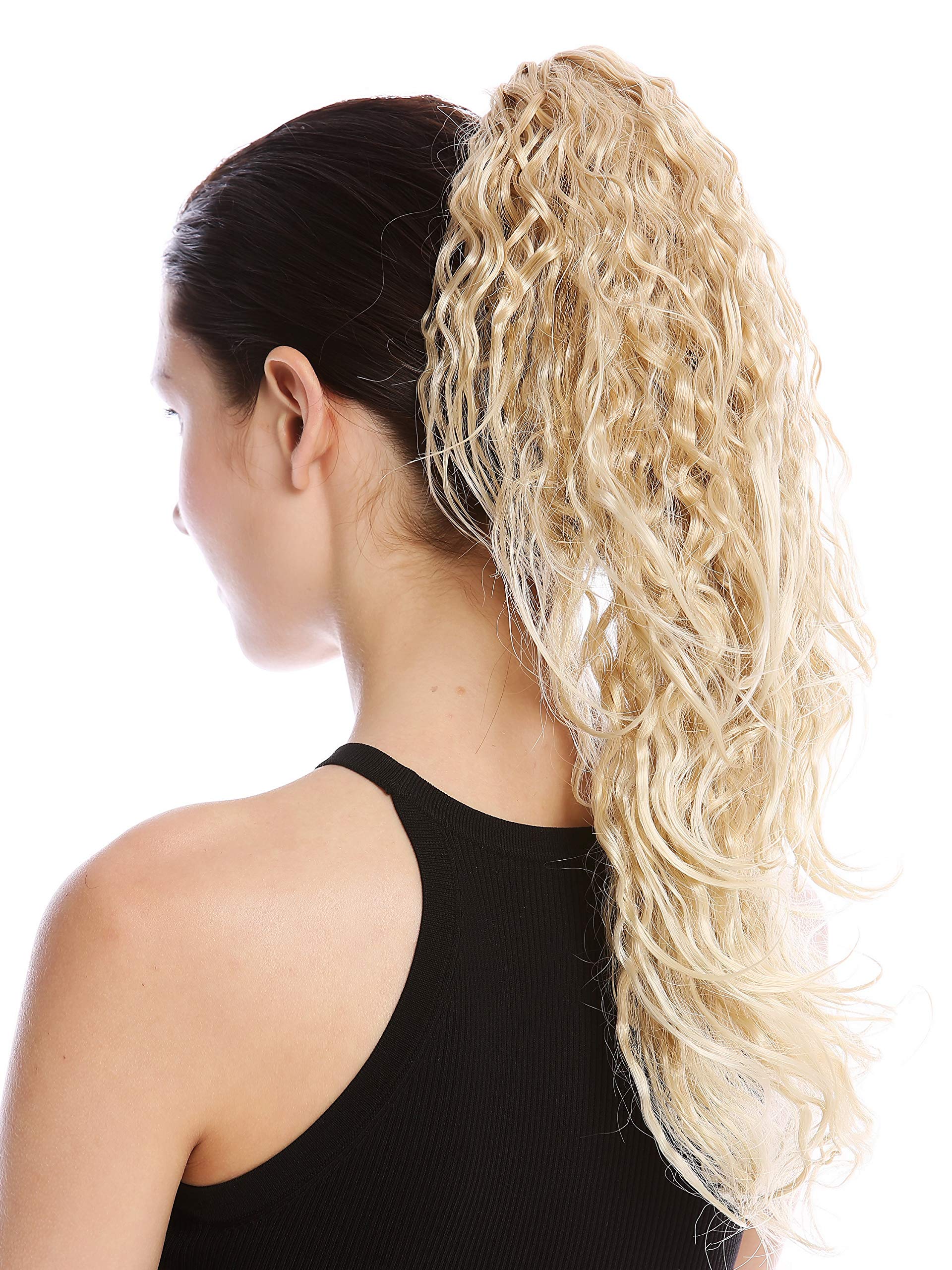 WIG ME UP - 237-V-24BT613 Ponytail Hairpiece Extensions very long voluminous curled matted blond beach look bleached tips 20inch