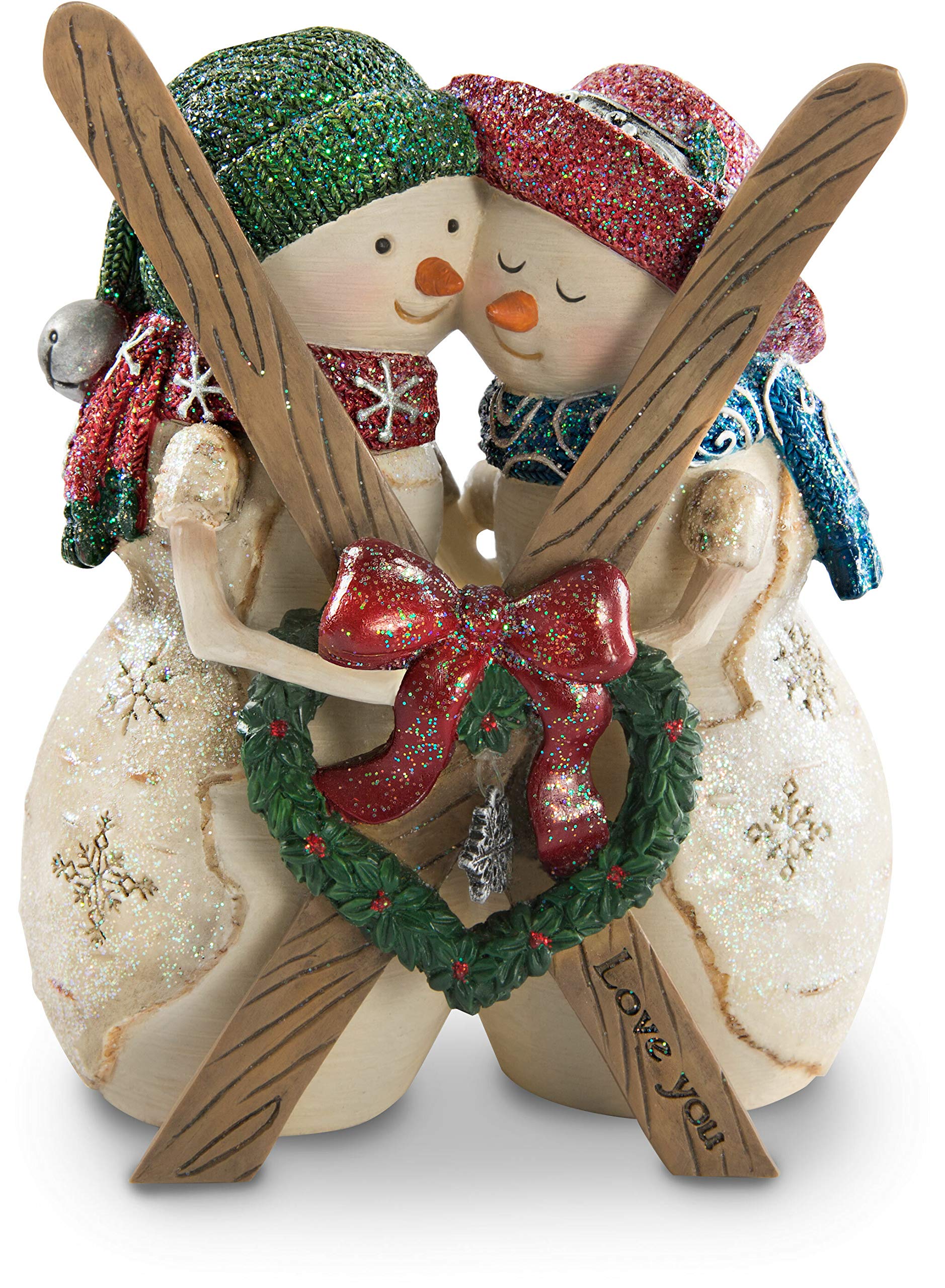 The Birchhearts Pavilion Gift Company Love You 4.5 Inch Double Snowman Figurine, Beige, Multicolor