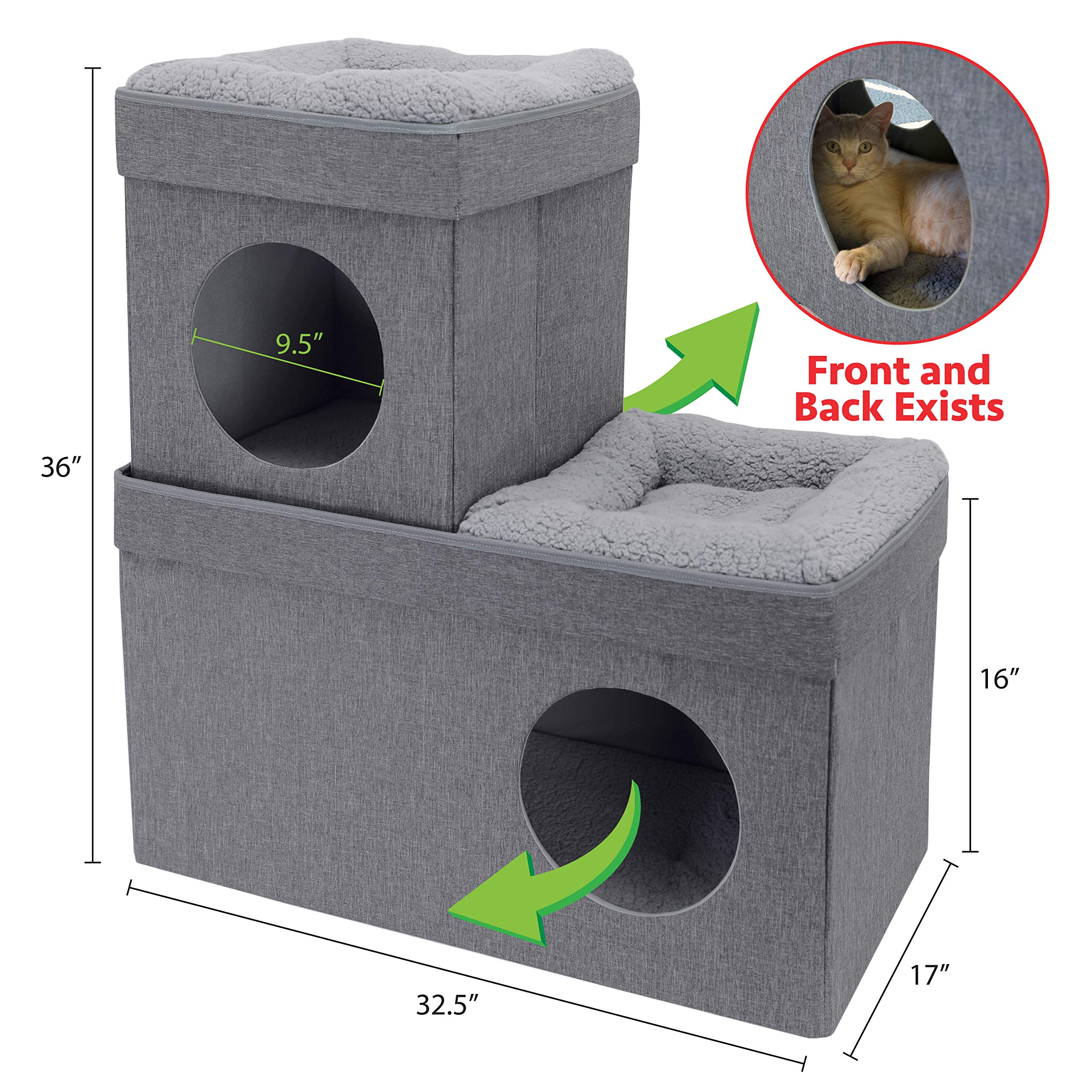 Kitty City Large Cat Bed, Stackable Cat Cube, Washable Bed, Indoor Cat