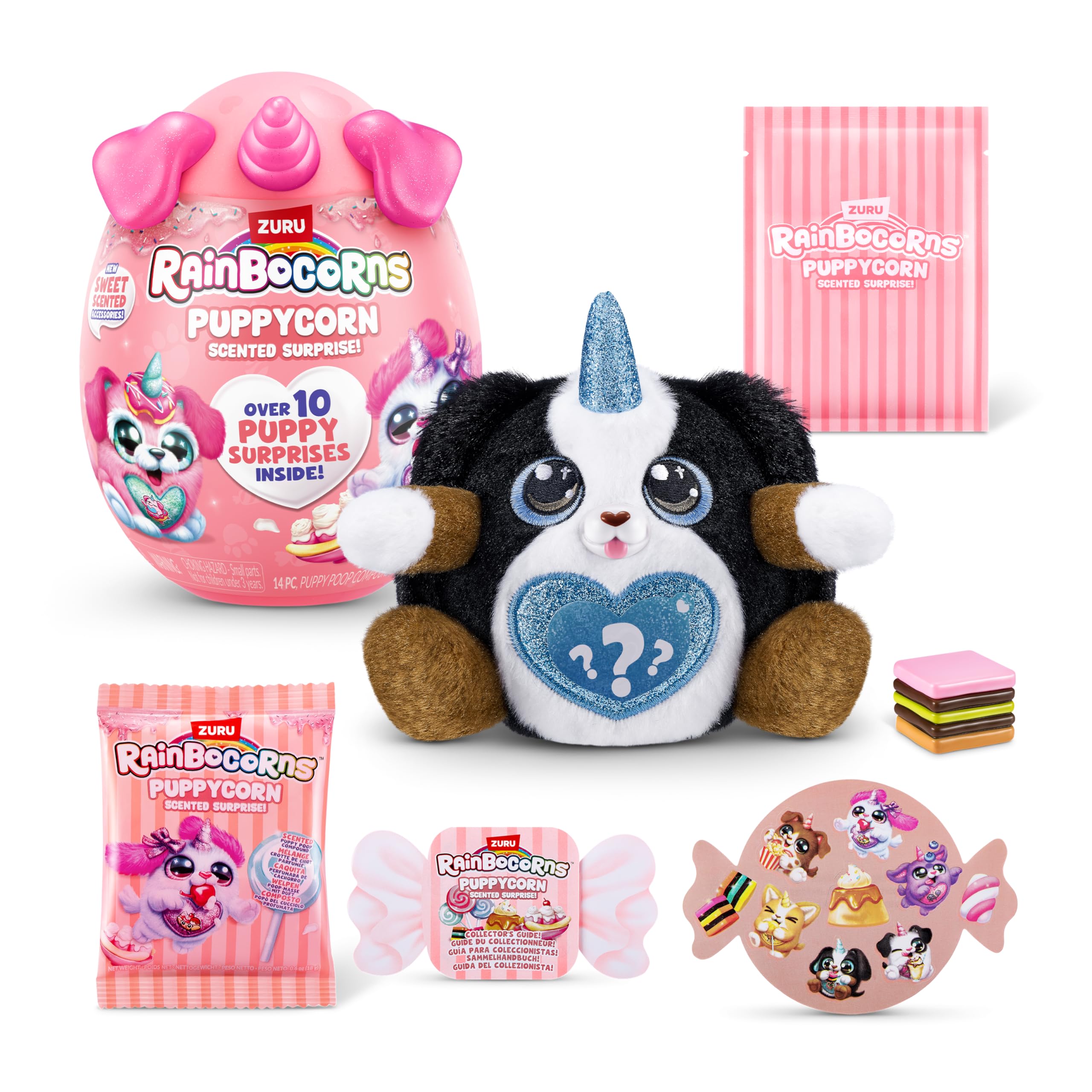 Rainbocorns ZURU Puppycorn Scent Surprise, Shepherd, by ZURU Surprise Unboxing Soft Toy, Scented Puppy Plush for Girls (Shepherd)