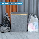 efluky 140L Laundry Baskets with Lid 2 Compartments Blue Grey view 2