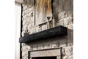 BoscoMondo Fireplace Mantel, Wall-Mounted 66 inch Floating Shelf for Wall, Tv Shelf, Rustic Shelf - 8x6x66 Intense Black