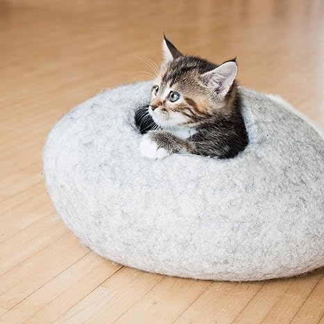 Lucybalu Niche Pour Chat Pour Petits Et Garcons En Feutre De Laine Naturel Gris Clair Blanc 38 X 38 X Cm Amazon Fr Animalerie