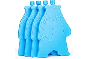 BICASUU Ice Pack for Lunch Box and Cooler, BPA Free, Reusable and Long Lasting, Slim and Lightweight Design, Set of 4, （Blue） (Polar Bear Style)