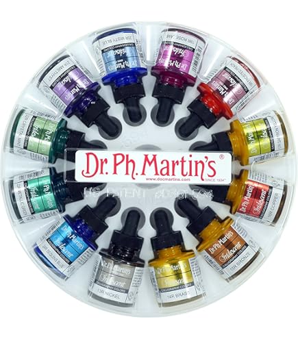(未使用･未開封品)　Dr. Ph. Martin's Iridescent Calligraphy Color 1.0 oz Set of 12 (Set 2) 7z28pnb Dr. Ph. Martin's Iridescent Calligraphy Color (Set 1) Ink
