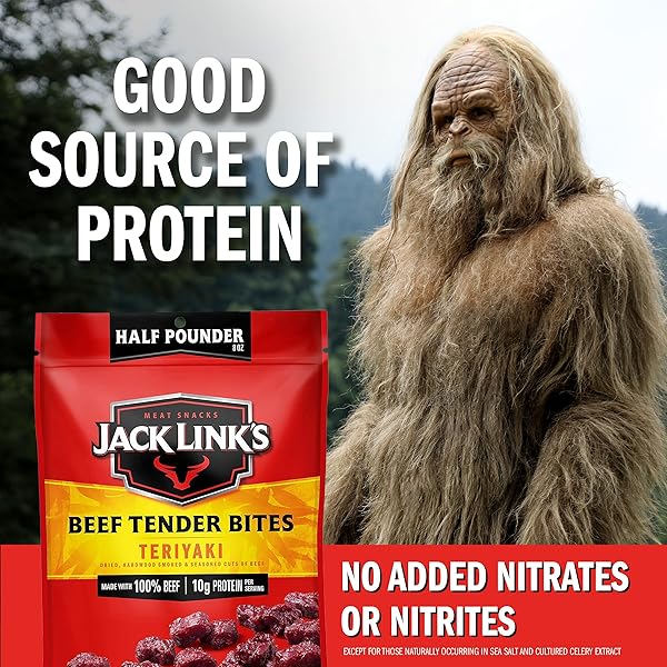 JACK LINK’S BEEF TENDER BITES, TERIYAKI, HALF POUNDER BAG – FLAVORFUL MEAT PROTEIN SNACKS FOR LUNCHES, 10G OF PROTEIN AND 70 CALORIES, MADE WITH PREMIUM BEEF, KETO, PALEO & CARNIVORE DIET READY