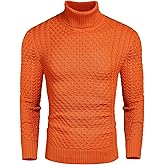 COOFANDY Men's Slim Fit Turtleneck Sweater Casual Knitted Twisted Pullover Solid Sweaters