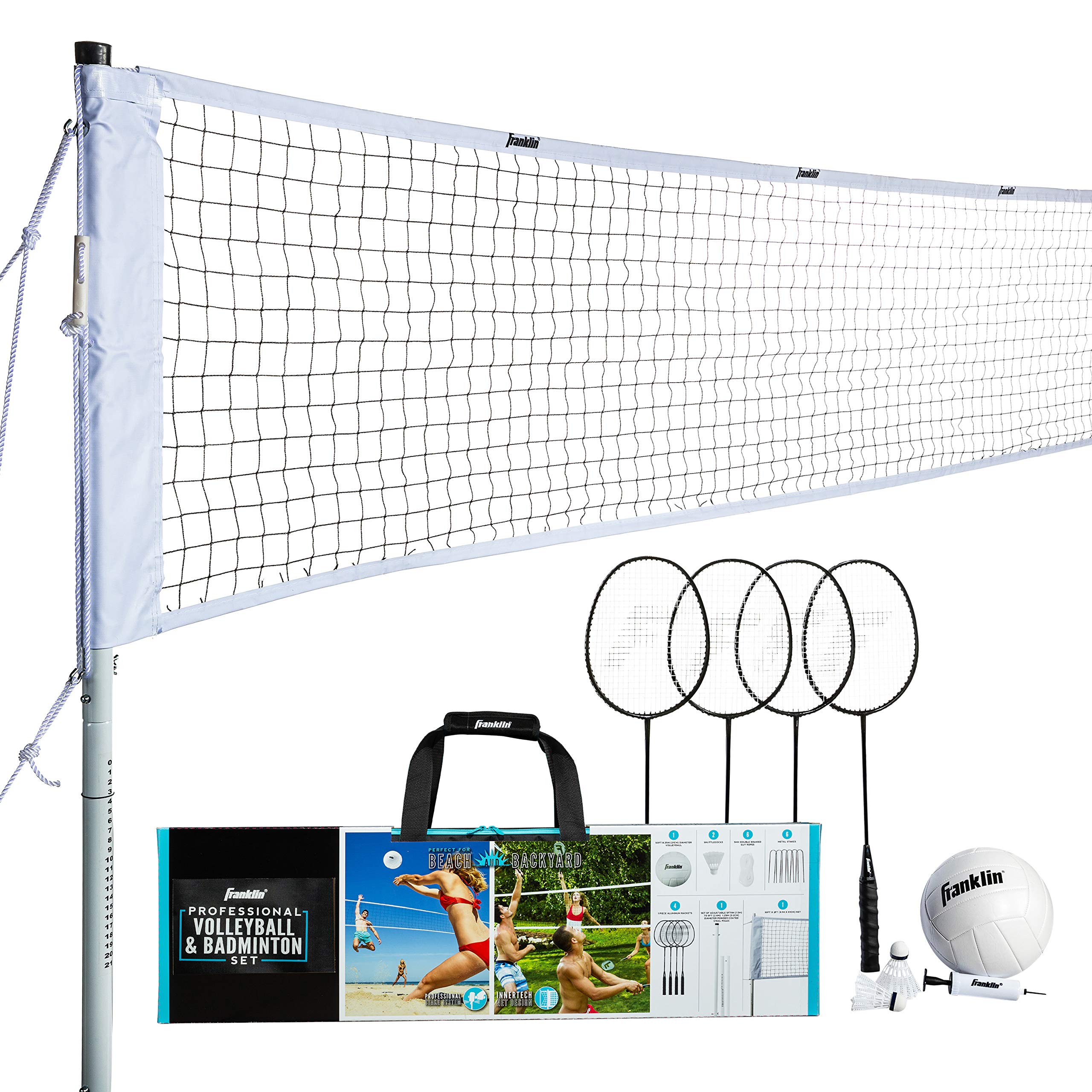 Franklin Sports Volleyball & Badminton Combo - Starter, Family, Professional Sets