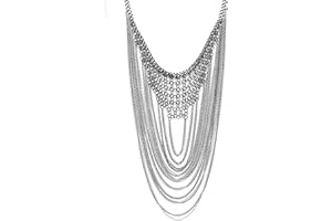Badgley Mischka Women's Necklace - Elegant Layered Curb Chain Statement Collar Necklace Costume Jewelry