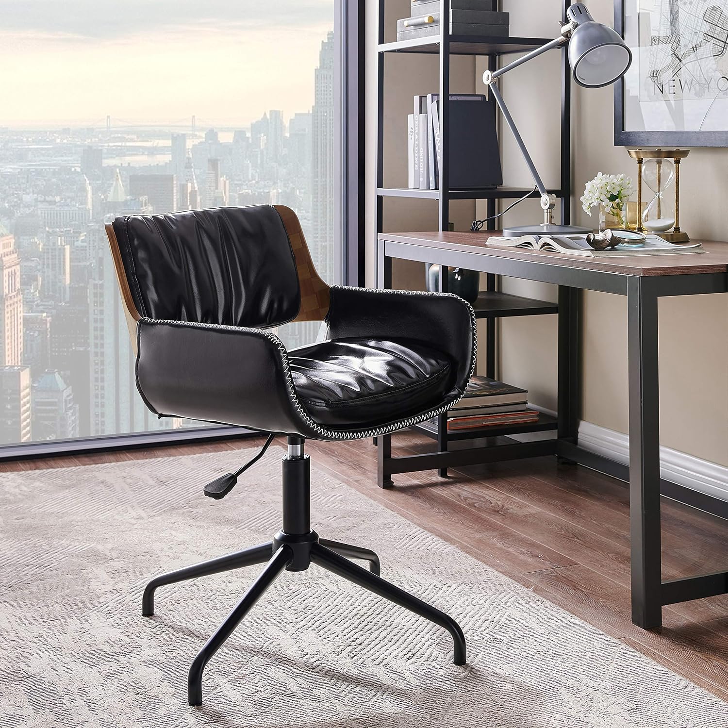 Volans Home Office Chair Mid Century Modern Bentwood Swivel Accent