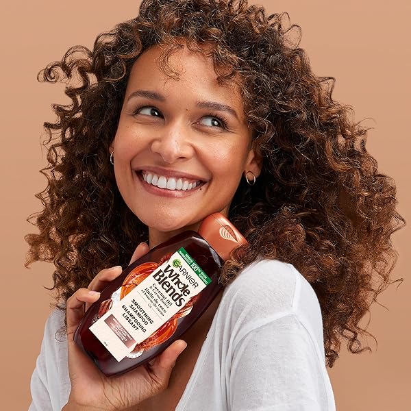 GARNIER WHOLE BLENDS COCONUT OIL & COCOA BUTTER SCENT SMOOTHING SHAMPOO FOR FRIZZY HAIR, PARABEN-FREE, NOURISHING, UNISEX, 12.5 FL OZ