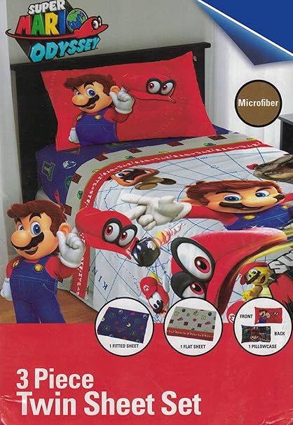 Amazon Com Super Mario Nintendo Odyssey 5pc Twin Comforter And