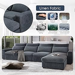 P PURLOVE Modern Dark Gray Polyester Sectional