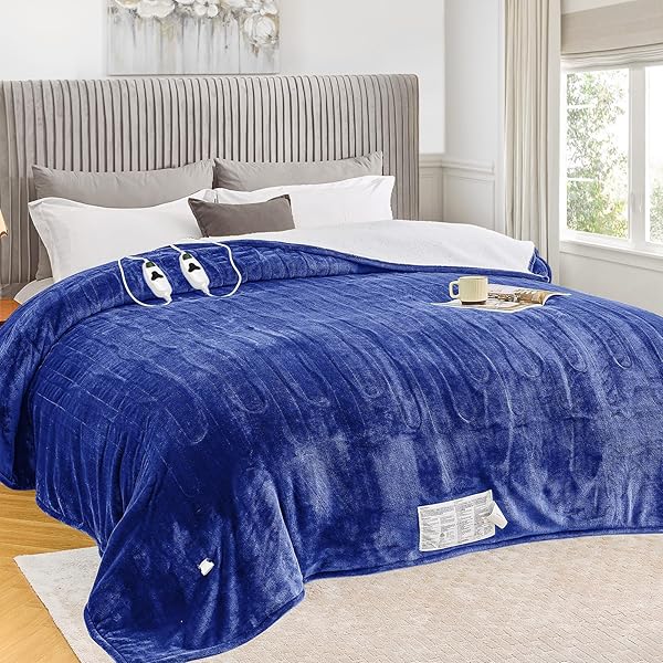 GREENOAK HEATED BLANKET ELECTRIC KING SIZE 100″X90″ DUAL...