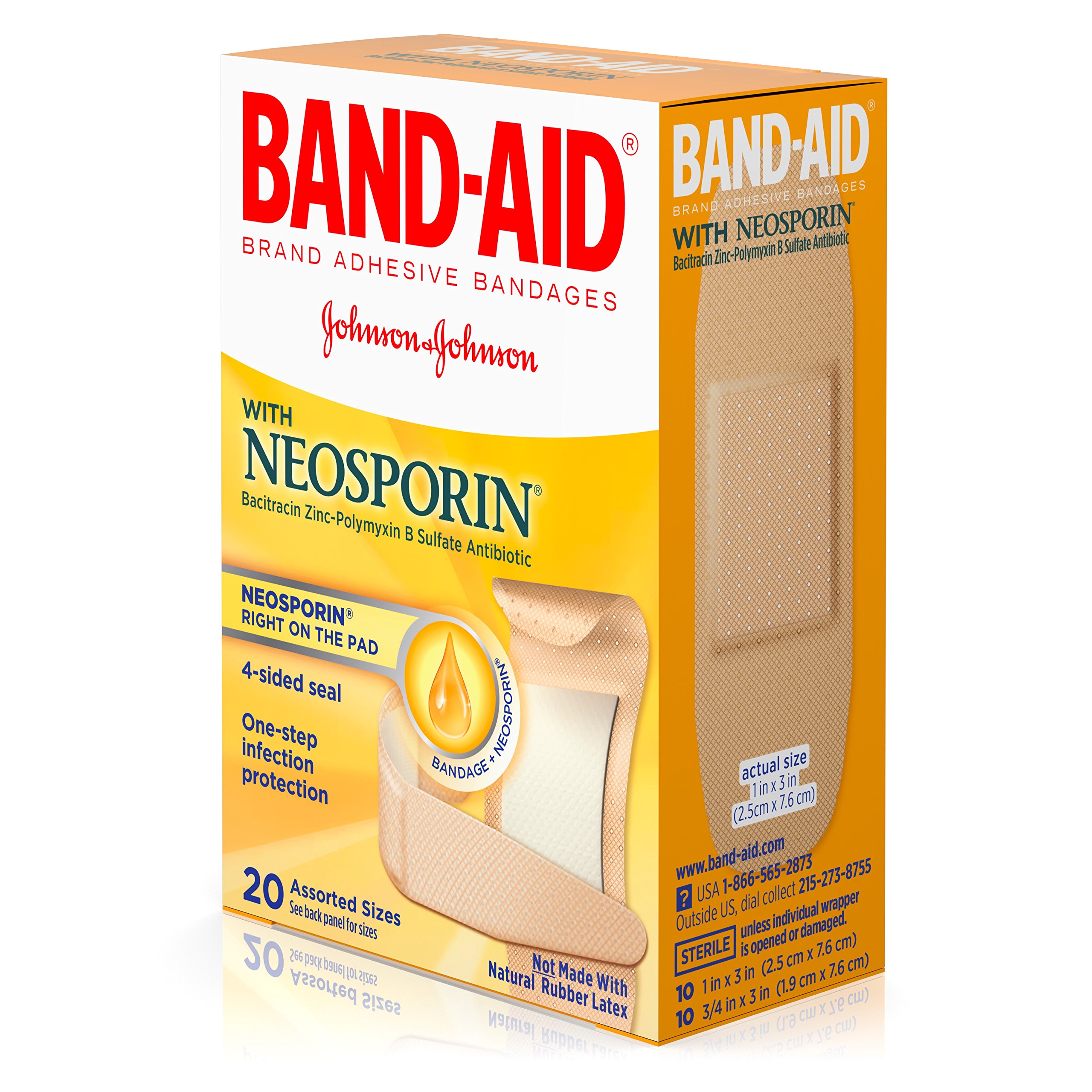 BandAid Brand Bandages with Neosporin Antibiotic Ointment, Assorted