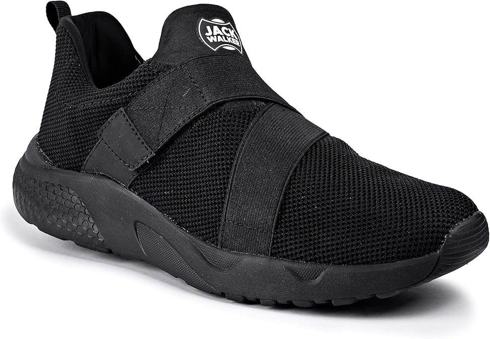 Jack Walker Women Ultra Lightweight Walking Slip On Black Trainers