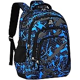 MYGOO Boys Vibrant School Backpack | Archibald Collection | 17" Tall 24L | Camo Blue