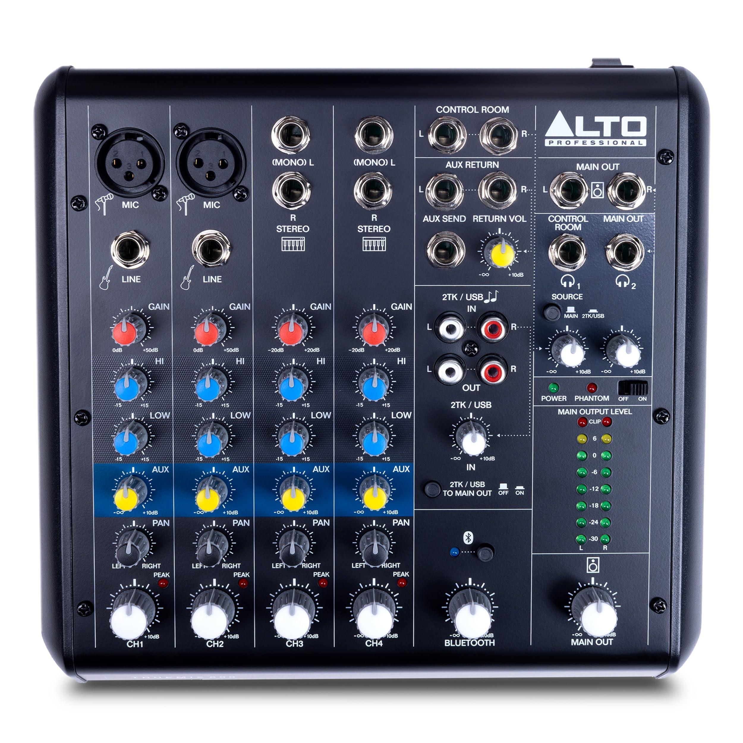 ALTO TrueMix 600 Audio Mixer with 2 XLR Mic Ins, USB Audio Interface and Bluetooth for Podcasting, Live Performance, Recording, DJ, Mac and Widnows