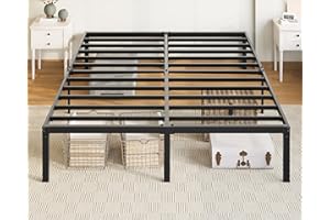 Allewie Full Size Bed Frame, 14 inch Metal Platform Beds with Storage Space, No Box Spring Needed and Easy Assembly, Black
