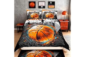Sports Basketball Duvet Cover for Boys,Girls 3D Basketball Comforter Cover Full Size,Sport Games Bedding Set Kids Teen Room D