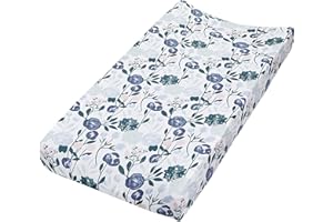 aden + anais Essentials Changing Pad Cover, 100% Cotton Muslin, Super Soft & Breathable, Tailored Snug Fit, Single, Flowers Bloom