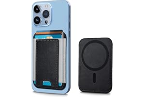 EXTRELIFE Magnetic Wallet Card Holder Compatible with MagSafe Wallet for iPhone16/ 15 Pro/15 Pro Max/15 Plus/15/14/13/12 Series, Leather Magnetic Phone Wallet for iPhone, 7 Cards Holder, RFID Blocking, Black